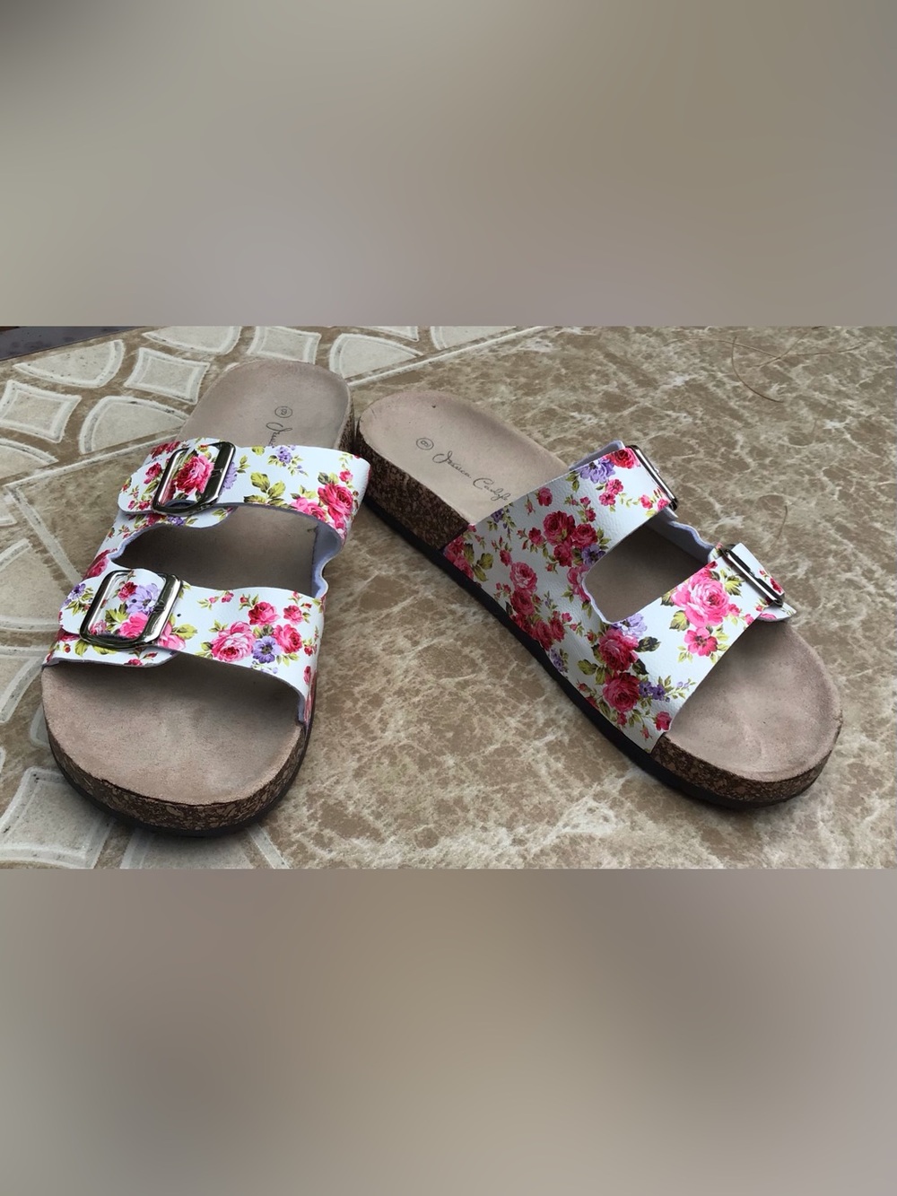 Jessica Carlyle Floral Slide Sandals Sz 9/40